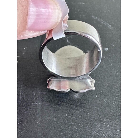 Pirate Mounted Skull Mens Ring 10 Rock Biker Gothic Stainless Steel Shield - Picture 13 of 13